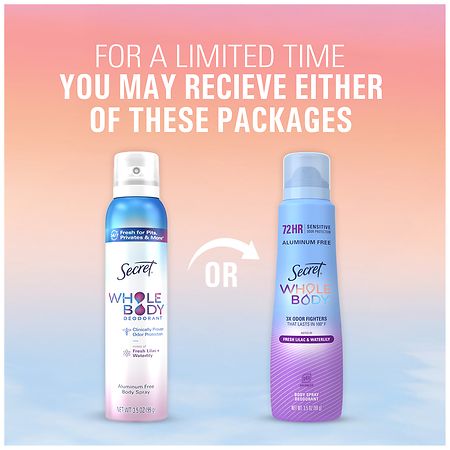 Secret Deodorant Spray for Women, Aluminum Free, 72 Hour Odor