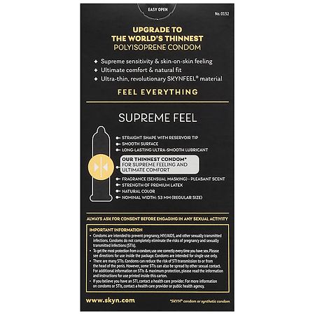 SKYN Supreme Feel Non-Latex Lubricated Condoms | Walgreens