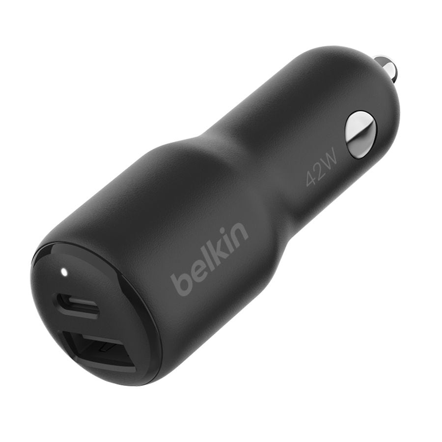Belkin Dual Car Charger 42 Watt USB-C 30 Watt PPS and USB-A 12 Watt White