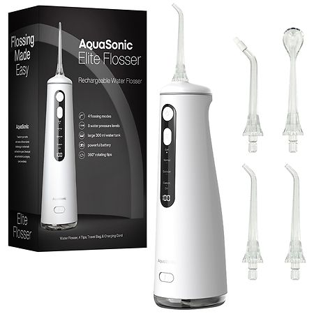 Aquasonic Elite Series Rechargeable Aqua Flosser White