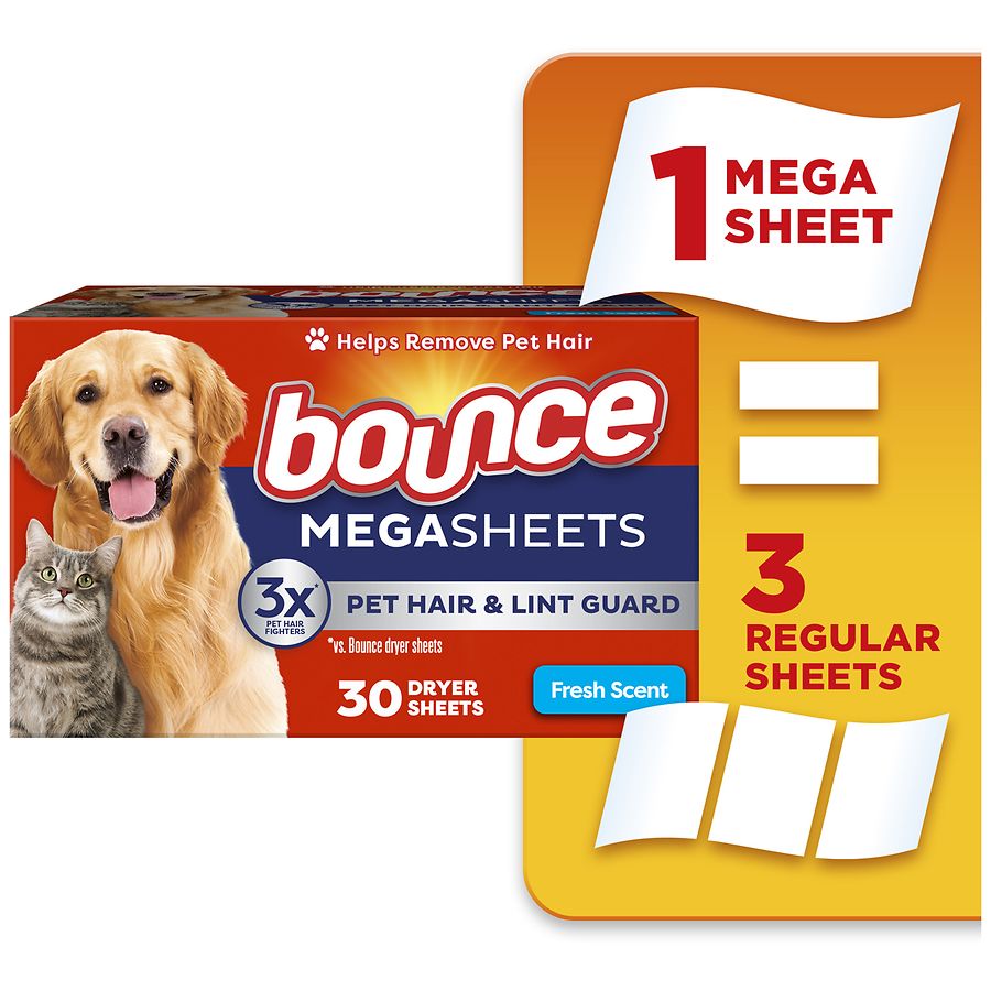 Bounce Pet Hair and Lint Guard Mega Dryer Sheets Fresh