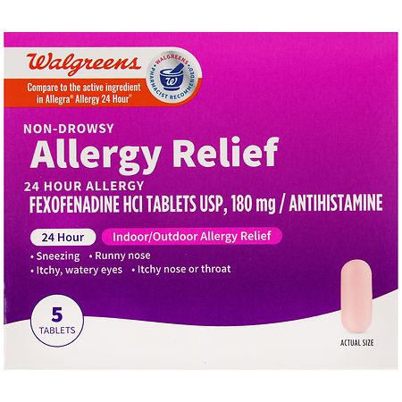 Walgreens 24 Hour Allergy Relief Fexofenadine Hydrochloride 180 mg Tablets