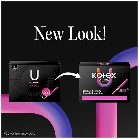 U by Kotex Click Compact Tampons, Regular Unscented, Regular White