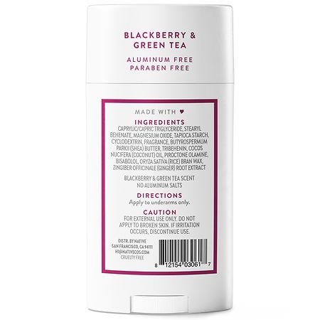 Native Aluminum Free Deodorant, 72 Hour Solid Stick Blackberry