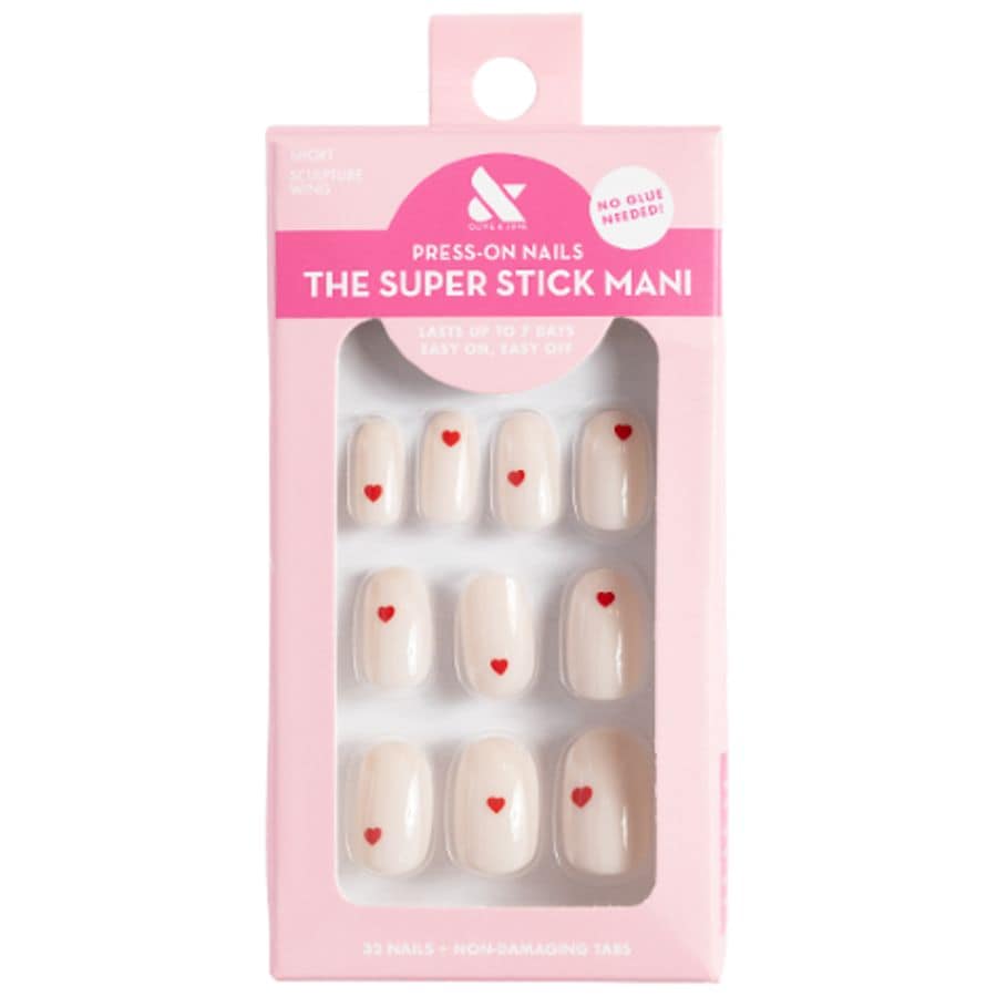 Olive & June Press-On Nails - The Super Stick Mani Red Hearts