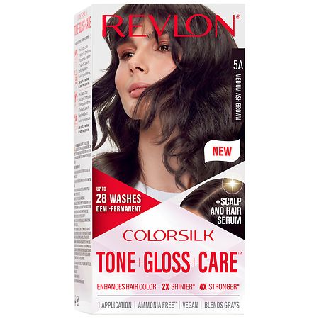 Revlon ColorSilk Tone + Gloss + Care Demi-Permanent Hair Color Medium Ash Brown