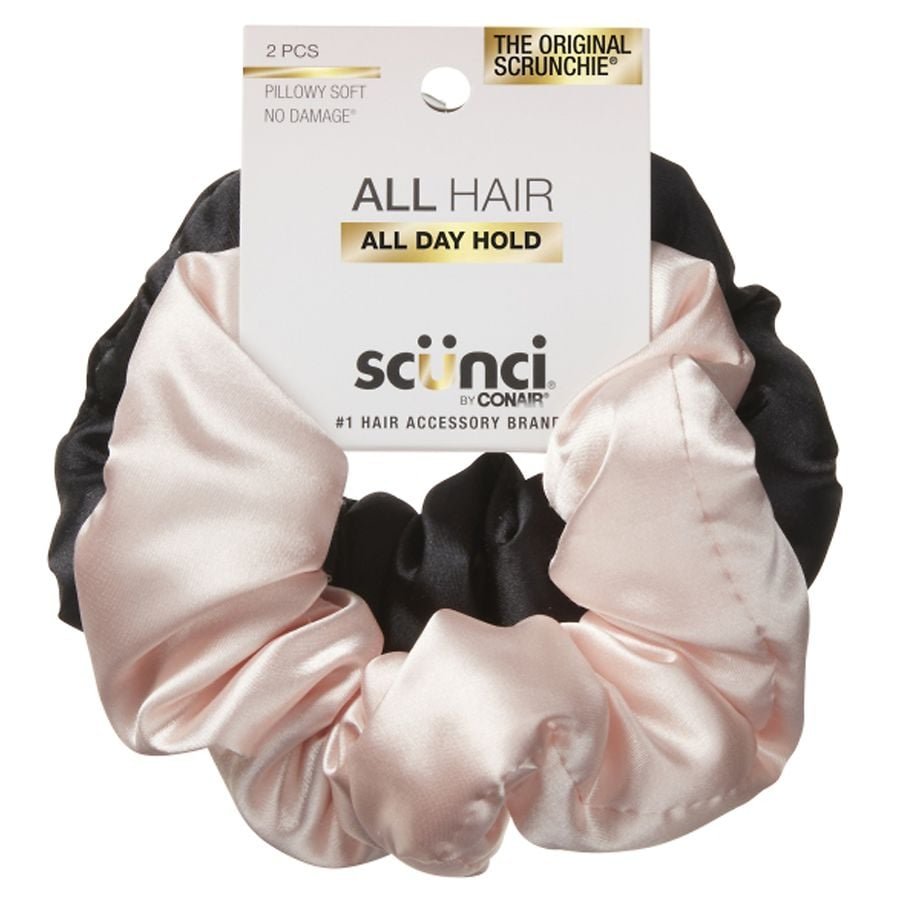 Scunci Pillow Scrunchies, Black/Blush