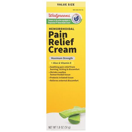 Walgreens Hemorrhoidal Pain Relief Cream Maximum Strength With Aloe & Vitamin E