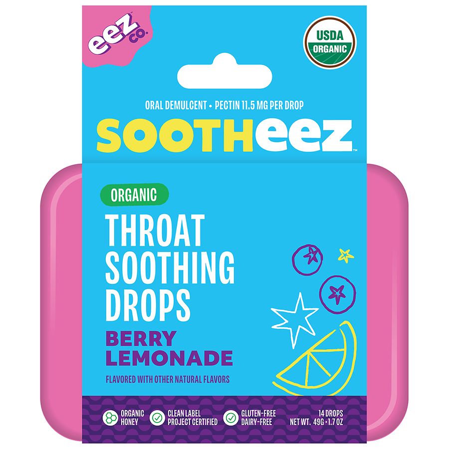 Sootheez Organic Throat Soothing Drops Berry Lemonade | Walgreens