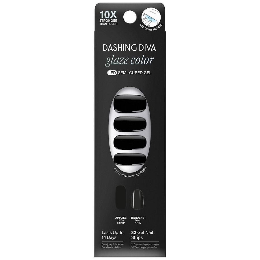 Dashing Diva Glaze Color Gel Nail Strips, Real Black