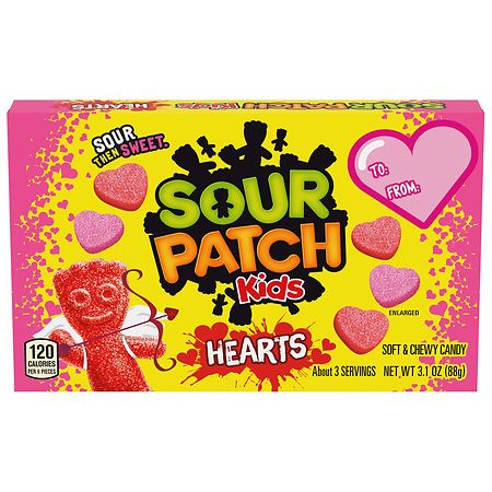 Sour Patch Kids Soft & Chewy Hearts Valentine's Day Candy Box Assorted