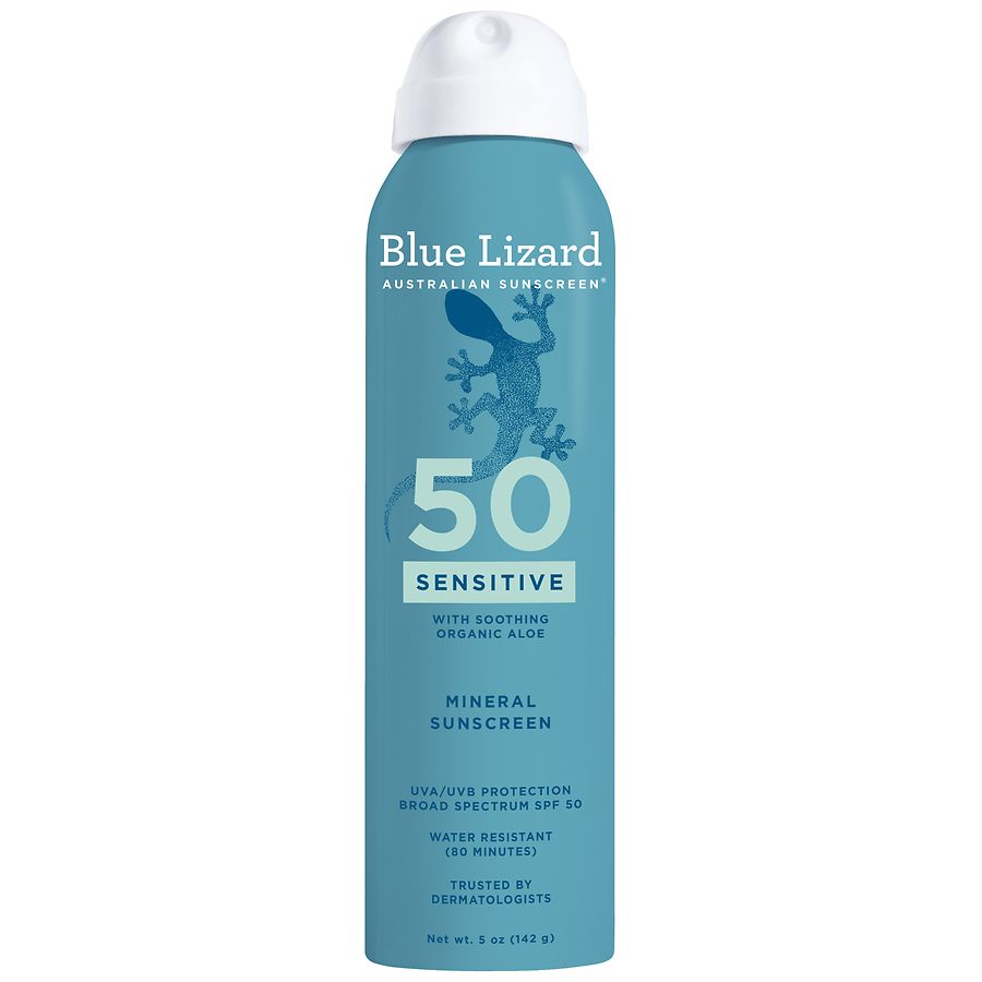 Blue Lizard Sensitive, SPF 50 Mineral-Based Sunscreen Spray, Broad Spectrum