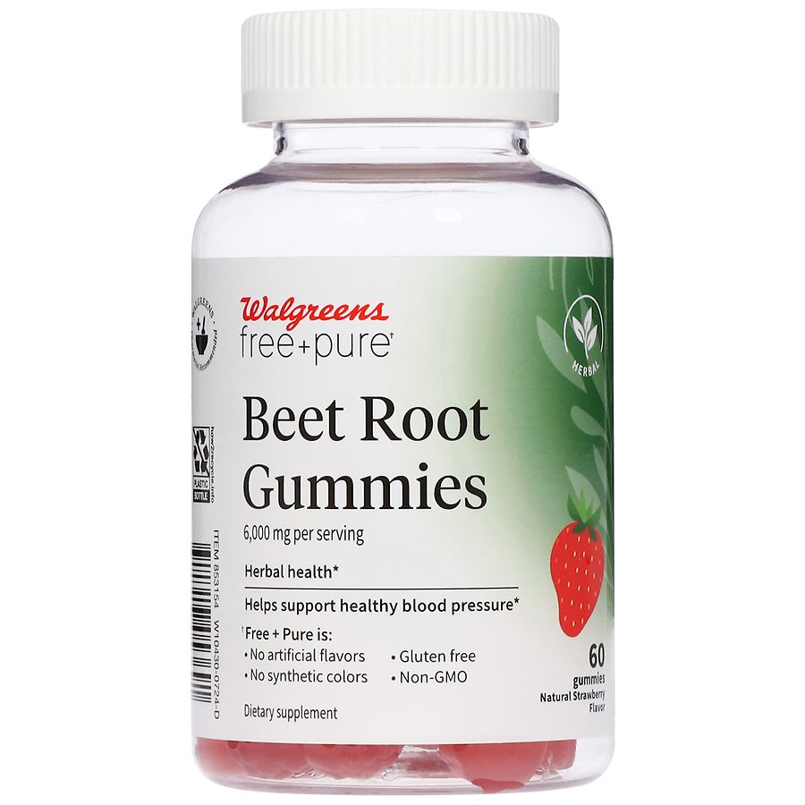Walgreens Free & Pure Beet Root Gummies Strawberry | Walgreens