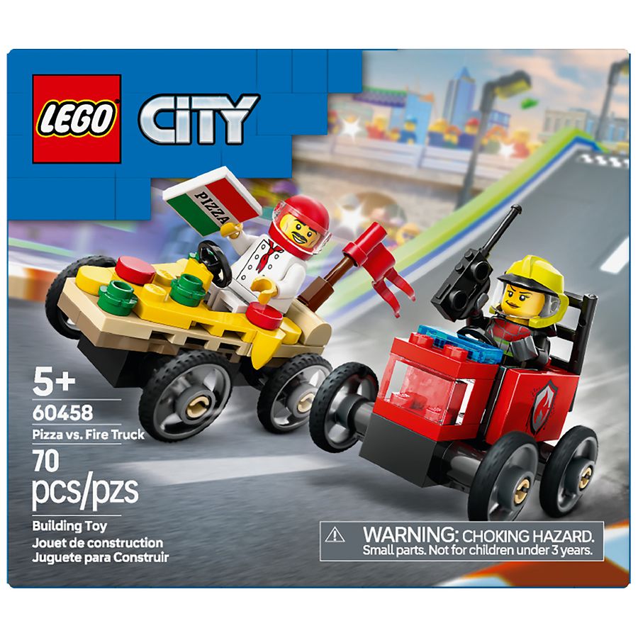 Lego City Pizza Vs. Fire Truck Race Car Pack 70 Piece LEGO