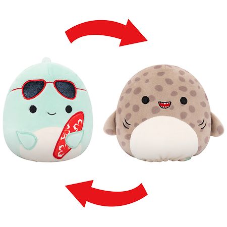 Squishmallows FlipAMallows Perry - Dolphin / Azi - Leopard Shark 8 Inch Multi