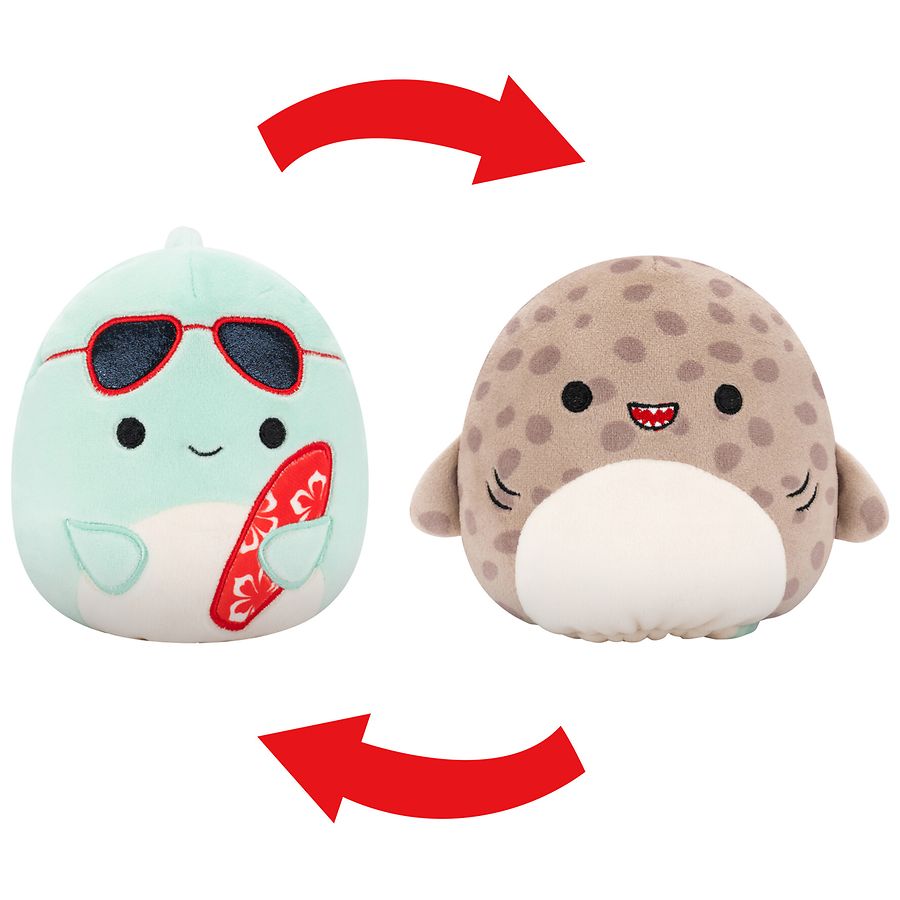 Squishmallows FlipAMallows Perry - Dolphin / Azi - Leopard Shark 8 Inch Multi