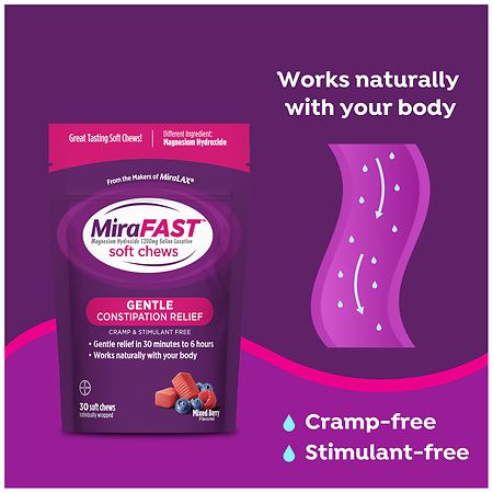 MiraLAX Soft Chews, Gentle Constipation Relief Mixed Berries