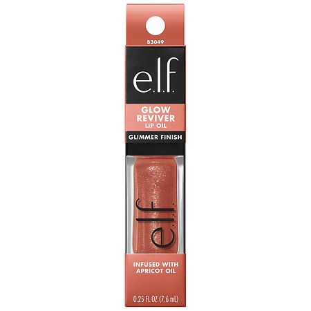 e.l.f. Glow Reviver Lip Oil Glimmer - Super-neutral - 0.25 fl oz: Moisturizing Vegan Gloss, Paraben-Free, Metallic Finish