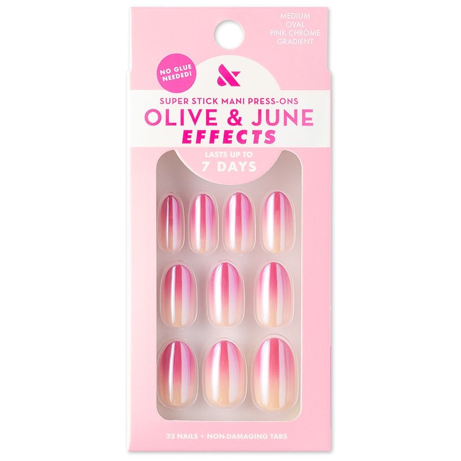 Olive & June Super Stick Effects Medium Oval Pink Chrome Gradient