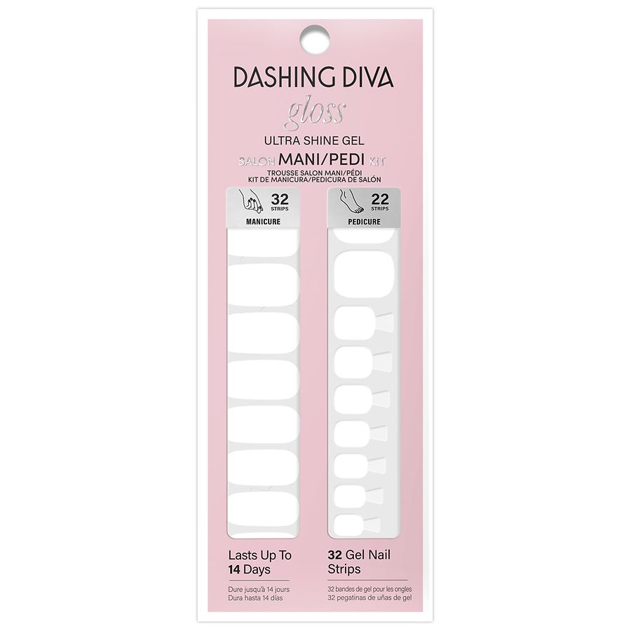 Dashing Diva Gloss Gel Mani/Pedi Nail Strips, White Flag