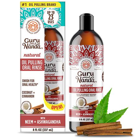 GuruNanda Oil Pulling Oral Rinse With Neem & Ashwagandha Coconut + Cinnamon
