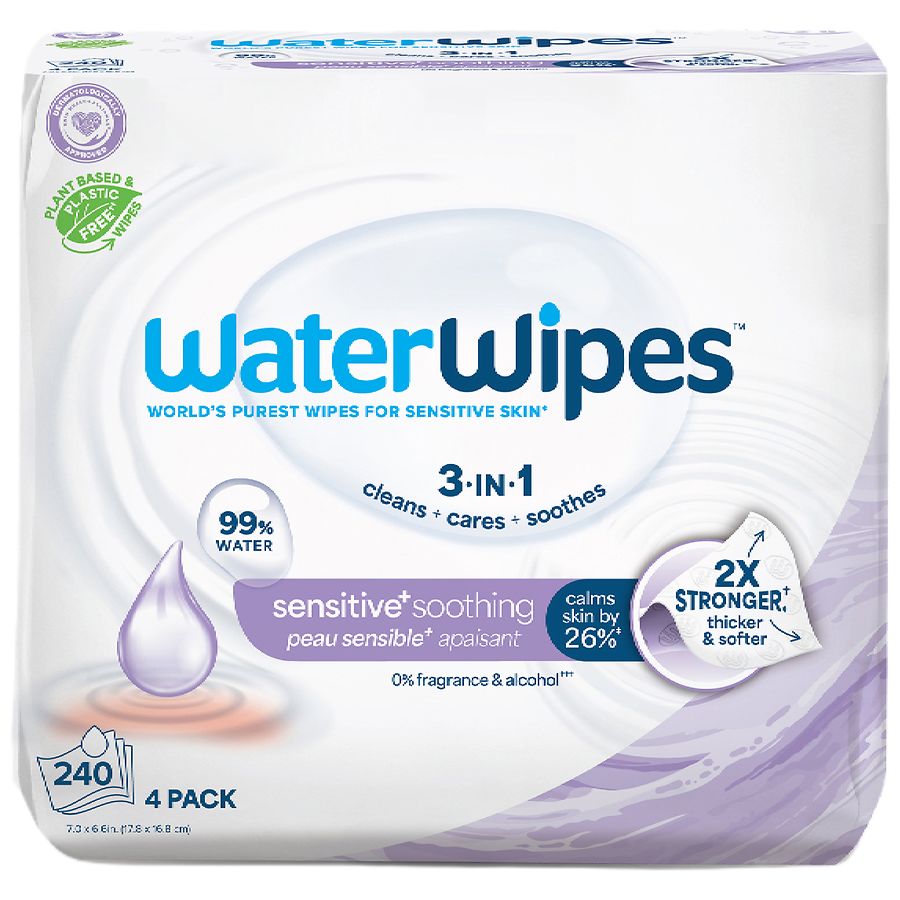 WaterWipes Sensitive Soothing Hypoallergenic Wipes Unscented