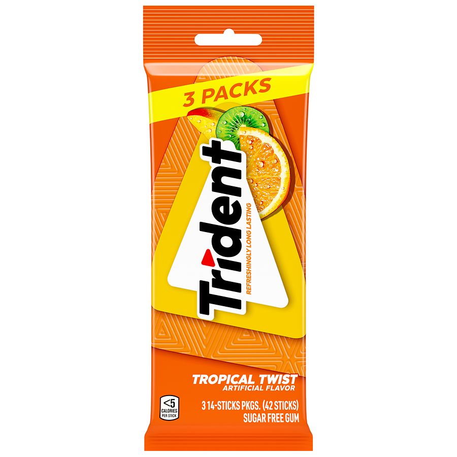 Trident Sugar Free Chewing Gum Tropical Twist