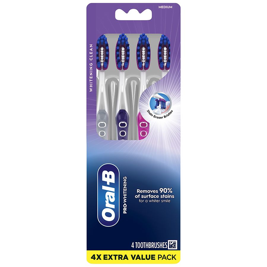 Oral-B Pro Whitening Toothbrushes, Medium Medium White