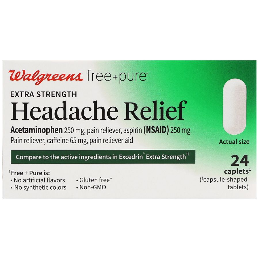 Walgreens Free & Pure Headache Relief Caplets Extra Strength