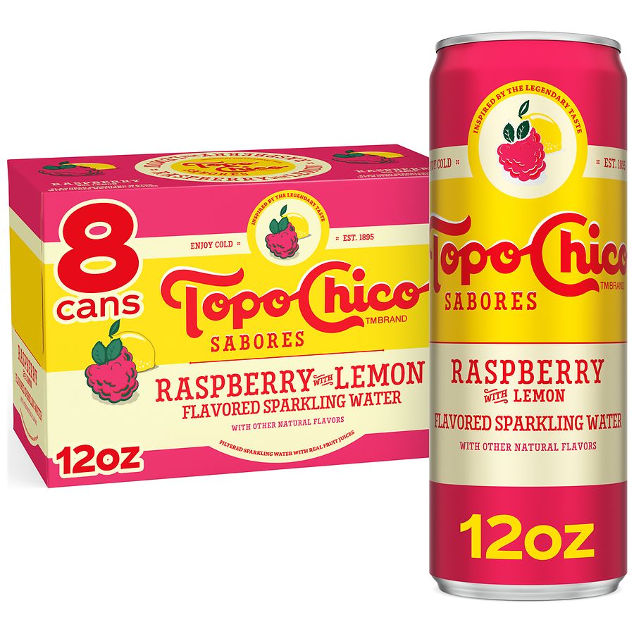 Topo Chico Sabores Sparkling Water Cans Raspberry with Lemon