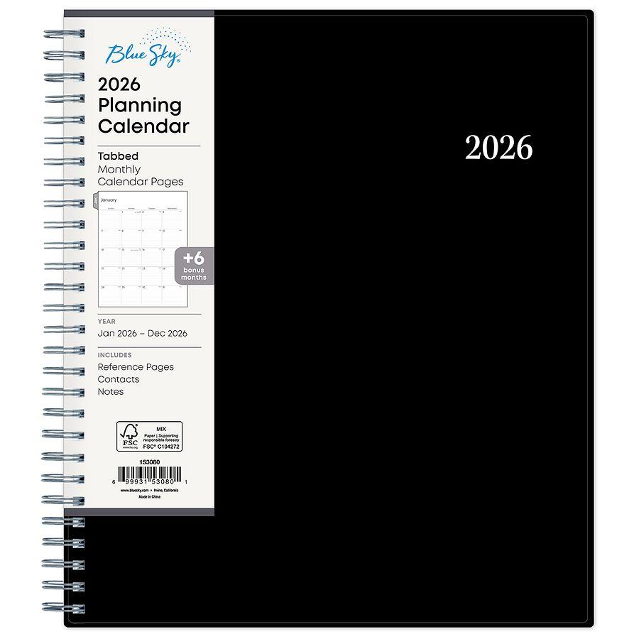 Blue Sky 2026 Planning Calendar Black Walgreens