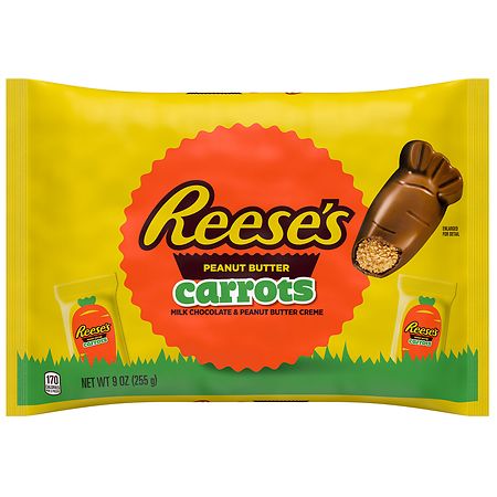 REESE'S Milk Chocolate Peanut Butter Creme Carrots, Easter Candy, Bag