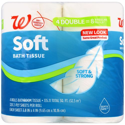 4-Count Walgreens 2-Ply Double Regular Soft Bath Tissue Roll (302 Sheets/Roll)