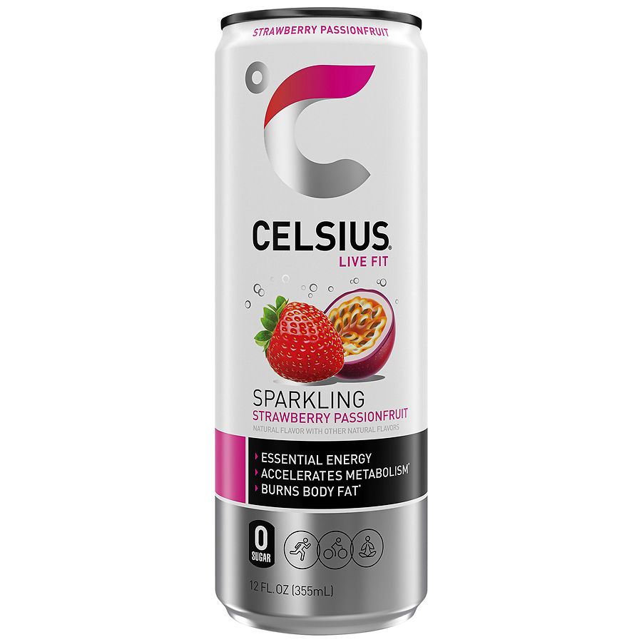 Celsius Sparkling Energy Drink, Can Strawberry Passionfruit