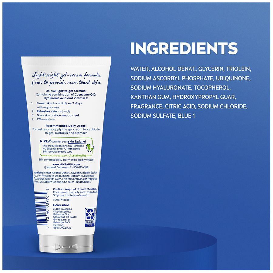 nivea skin firming & toning gel-cream with q10 + l-carnitine 2 pack) Body Gel-Cream, and L-Carnitine, Non-Greasy, 6.7 oz enzyme q10 NIVEA Skin Firming & Toning
