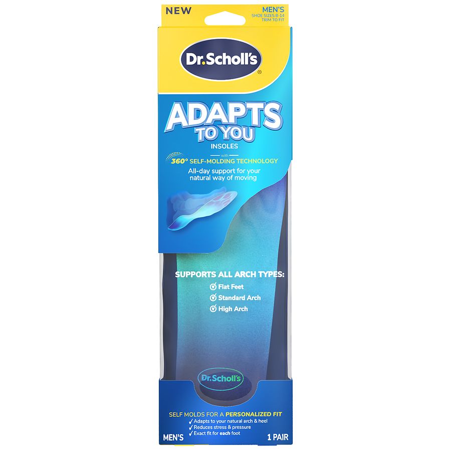 Dr. Scholl's Adapts To You Insoles for Men, With Self-Molding Foam Technology Shoe Sizes 8-14, Trim to Fit