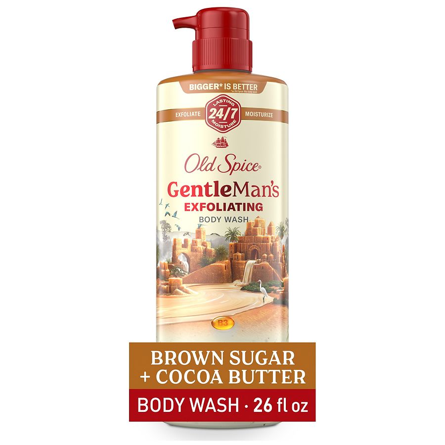 Old Spice Body Wash for Men, Exfoliation + Moisturization Brown Sugar + Cocoa Butter