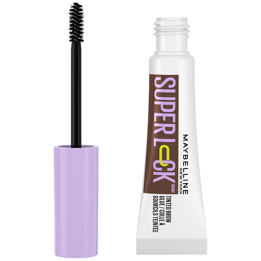 Maybelline New York Super Lock Brow Glue Longwear 24Hr Tinted Waterproof Eyebrow Gel, Deep Brown