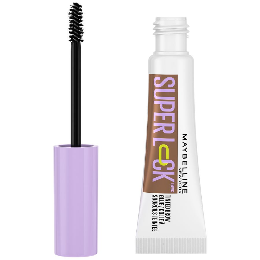 Maybelline New York Super Lock Brow Glue Longwear 24Hr Tinted Eyebrow Gel, Medium Brown