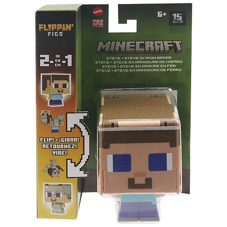 Minecraft Flippin' Figs Steve + Steve in Iron Armor