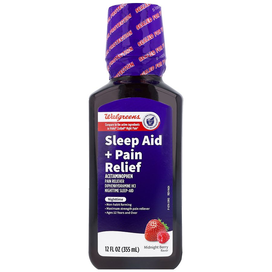 Walgreens Sleep Aid + Pain Relief Liquid Midnight Berry, 0, 0 0