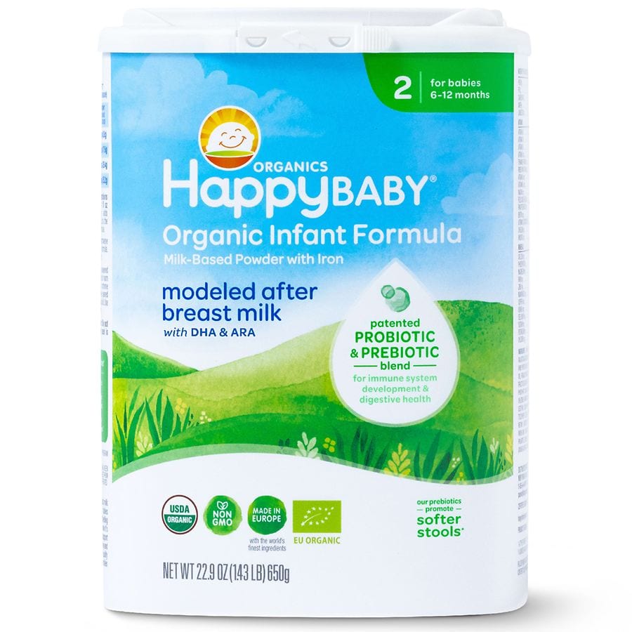 Happy Baby Organics Stage 2 Infant Formula, 6-12 Months, Milk Based Organic Baby Formula Powder