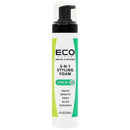 ECO STYLE Braids & Beyond, Firm Hold, 5-in-1 Styling Foam with Olive Oil