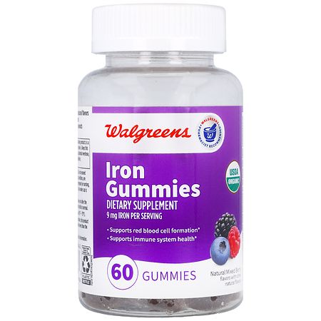 Walgreens Iron 9 mg Gummies Natural Mixed Berry