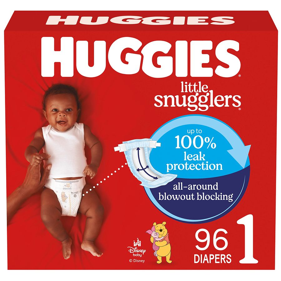 Huggies Little Snugglers Baby Diapers Unscented, Size 1 (8-14 lbs)