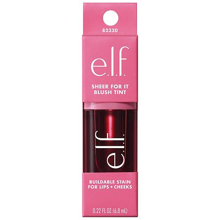 e.l.f. Sheer For It Blush Tint - Buildable Stain For Lips + Cheek - Left on Red - 0.22 fl oz: Paraben-Free Liquid