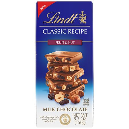 Lindt Classic Recipe Whole Fruit & Nut Milk Chocolate Bar - 5.3 oz