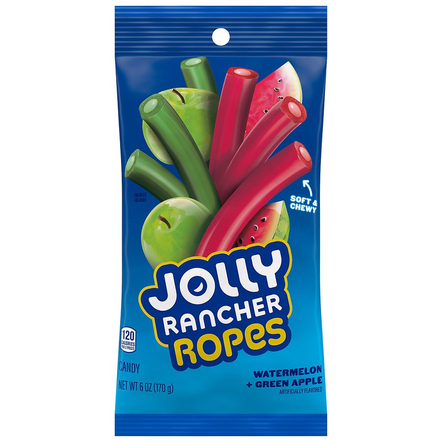 JOLLY RANCHER Ropes Watermelon and Green Apple Flavored Candy Bag
