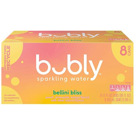 Bubly Sparkling Water, Cans Pack Bellini Bliss