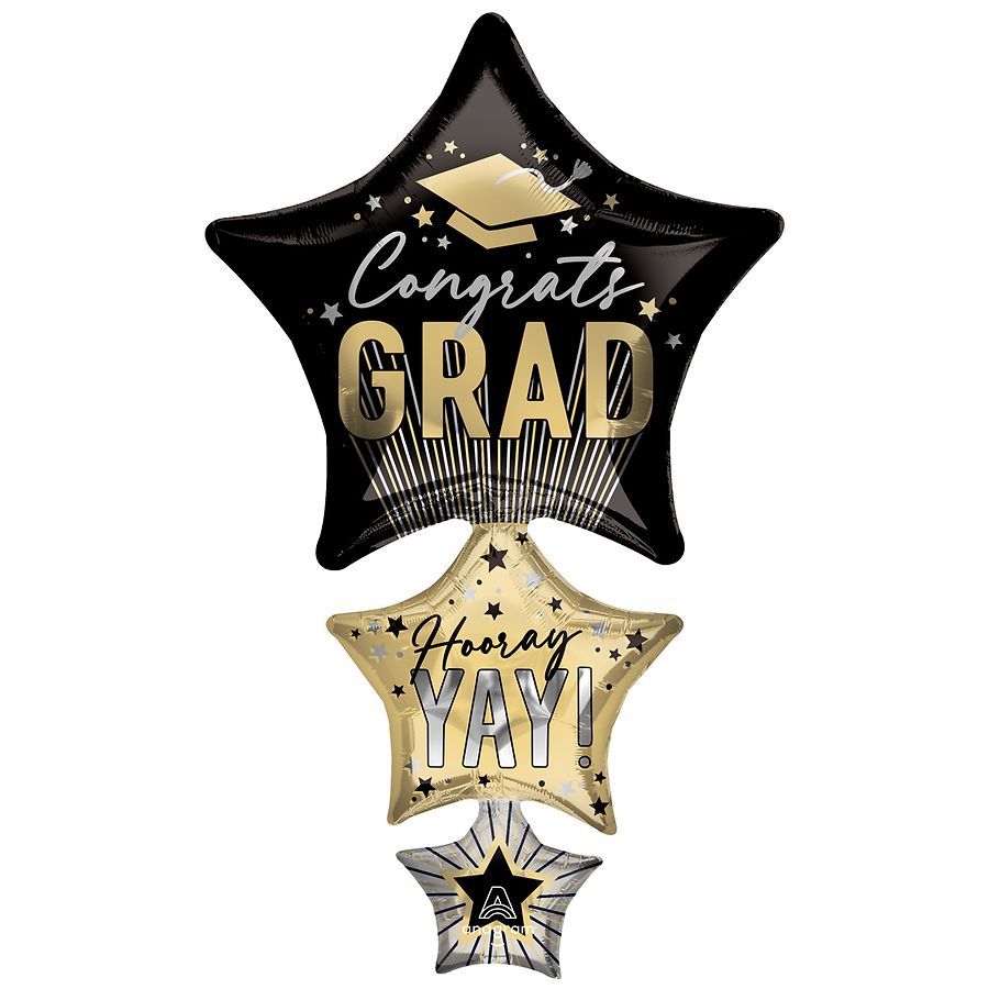 Progressive Balloons Stripes on Stripes Grad Stars Foil Balloon XL